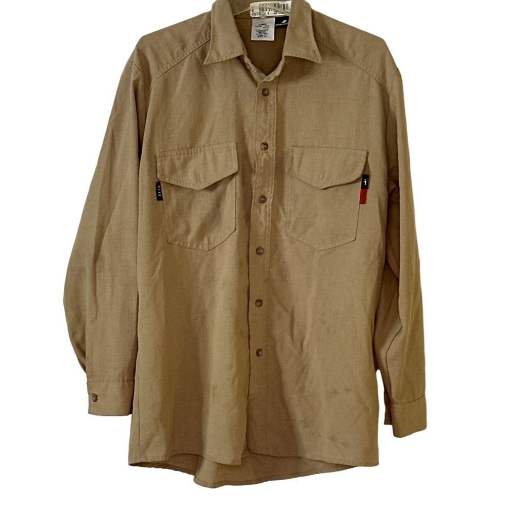 Aramark Mens Long Sleeves Work Shirt Tan Size L Sku 2630